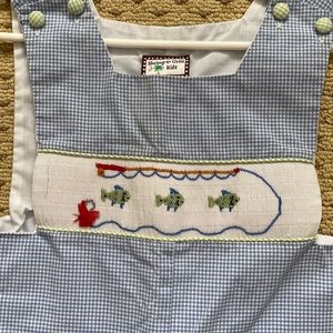 Smocked boys Shrimp and Grits Kids Jon Jon with fishing theme